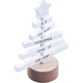 Vánoční dekorace Stromeček dřevěný s&nbsp;hvězdou bílý