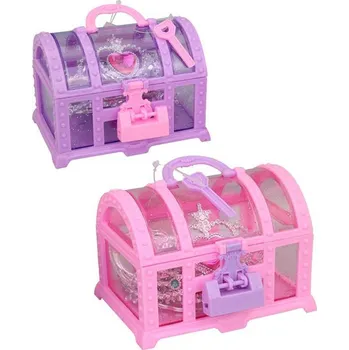 dětské šminky a malovátka Sada krásy dětská bižuterie 5ks v truhlici na klíček 2 barvy plast