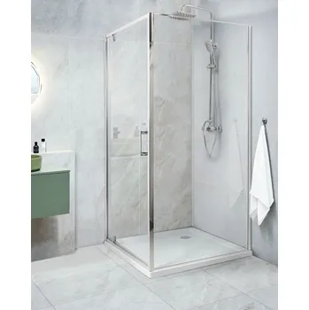 Sprchový kout stříbrný tvrzené sklo jednokřídlé dveře 90 x 90 x 185 cm moderní design Beliani