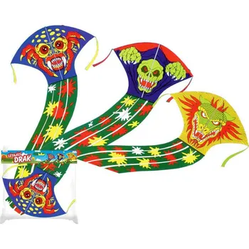 Létající drak Drak létající plastový Monster 43x70cm dlouhý ocas 3 druhy