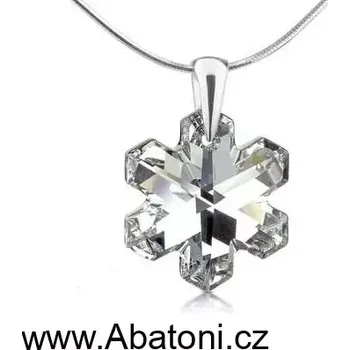 Náhrdelník Swarovski Elements Snowflake krystal 20mm - Stříbrný náhrdelník (přívěsek + řetízek) visací bílá vločka, sněhové vločky 34221.1 Crystal (bílá, čirá, křišťálová)