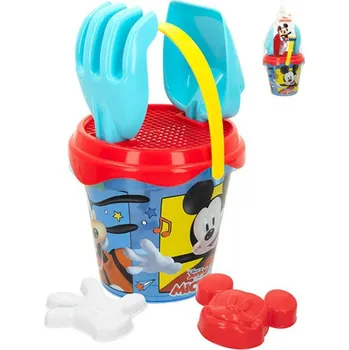 Hračka na písek Sada na písek Disney Mickey Mouse kyblík 13cm se 2 nástroji a formičkami
