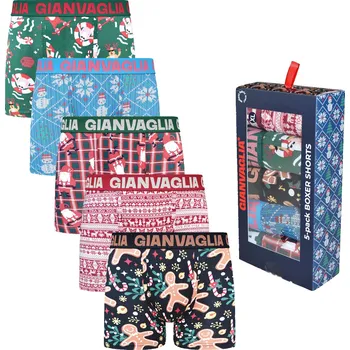 Trenýrky Gianvaglia 5-PACK Pánských vánočních boxerek GVG-5084 Barva/Velikost: vzory viz foto / XL/XXL