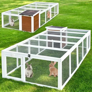 Všestranný výběh s domečkem, ohrádka, voliéra na králíky, morčata, a další malá zvířata. Výběh s domečkem, 218x100x47cm.