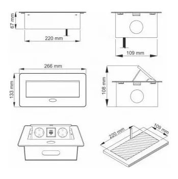 Prodlužovací kabel Instalovaná prodlužovací šňůra Design Light, 2 místa, USB A+C, 3m