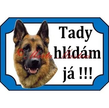 Cedulka německý ovčák hlídám - Bez samolepicí vrstvy