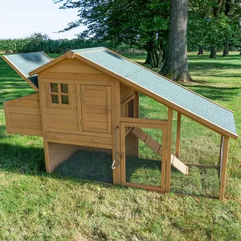 Luxusní kurník, slepičárna z jedle s výběhem, pro 5 - 6 slepic. Berlín Maxi, 205x75x118cm.