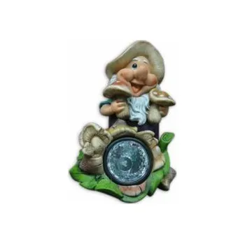 Zahradní dekorace Socha Trpaslík s houbami, 23,6 x 20 x 29,3 cm