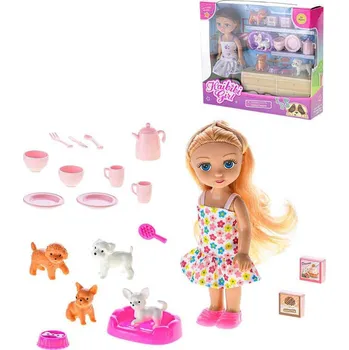 Panenka Panenka holčička 16cm set s pejsky a nádobím 2 druhy v krabici