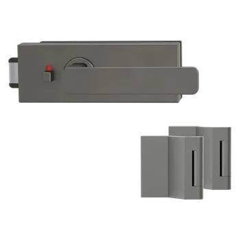 Dveřní kování GK - PURISTO S - ZÁMEK na sklo s klikou MINIMAL MODERN - WC S2L (vč. závěsů) kování na sklo WC set Kašmír šedá (27)