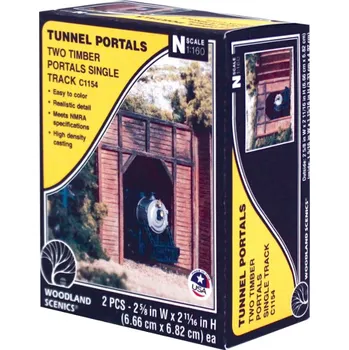 Modelová železnice tunelový portál dřevěný jednokolejný Woodland Scenics C1154