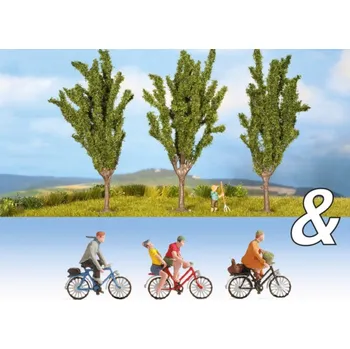 Modelová železnice cyklisté a topoly - doprodej Noch 94013