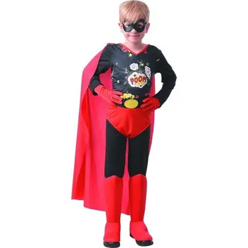 Karnevalový kostým KARNEVAL Šaty akční hrdina červený vel. S (110-120 cm) 4-6 let KOSTÝM