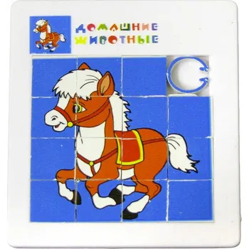 Hlavolam Hra Hlavolam přesouvačka koník a kohout 5x5cm plast