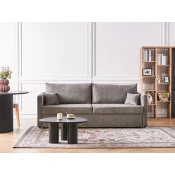 Pohovka Rozkládací pohovka taupe látkové čalounění polyester 3místná s úložným prostorem s polštáři moderní styl obývací pokoj Beliani