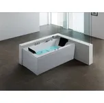 Vana rohová vířivá bílý akrylát 183 x 90 cm vodní masážní trysky levostranná LED světla Beliani