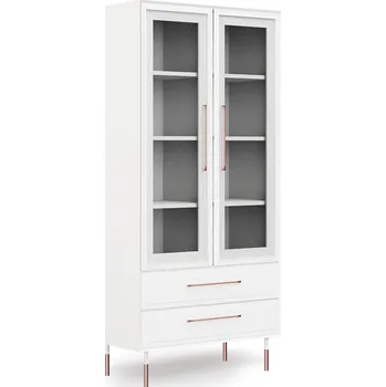 Knihovna Vitrína sklo 2D Rosa Bianca bílá, masiv, rozměr 195x90x49cm