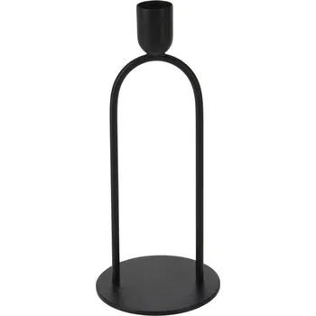 Černý kovový svícen na kónické svíčky