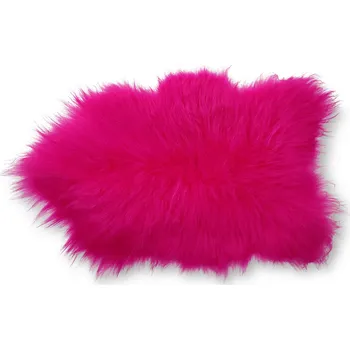 Dekorativní polštářek Wooline kožešina sibiřská ovce Iceland 95 x 75 cm sytá růžová