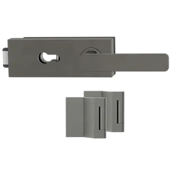 Dveřní kování GK - PURISTO S - ZÁMEK na sklo s klikou MINIMAL MODERN - PZ (vč. závěsů) kování na sklo PZ otvor Kašmír šedá (27)