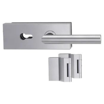 Dveřní kování GK - PURISTO S - ZÁMEK na sklo s klikou LUCIA - PZ (vč. závěsů) kování na sklo PZ otvor BN - Broušená nerez (71)