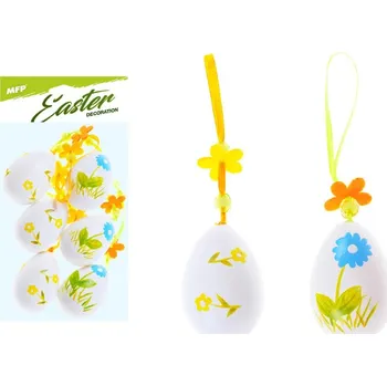 Velikonoční dekorace Vajíčka plast 6cm/6ks potisk 617