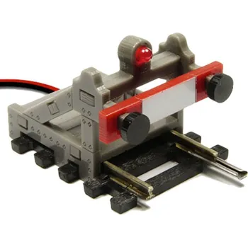 Modelová železnice koncovka koleje H0/00 s kolejí šedá osvětlená Proses PBF-HO-04