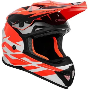 Helma na motorku Cassida Cross Cup TWO oranžová fluo bílá černá šedá krosová helma, přilba na motorku M