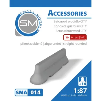 Modelová železnice betonové svodidlo CITY - přímé zaoblené (10 ks) Small Models 014