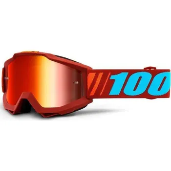 Motocyklové brýle MX brýle 100% Accuri DAUPHINE červené zrcadlové plexi