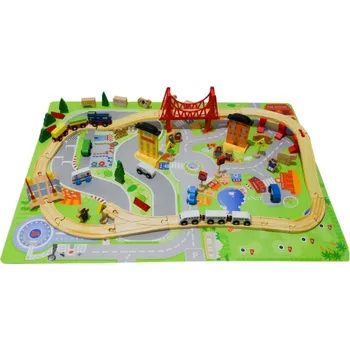 Vláček a vláčkodráha Aga4Kids Dřevěná vláčkodráha 75 dílů