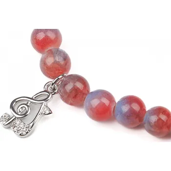 Náramek Náramek Jadeit s Houslovým klíčem a notou Barva: Červená