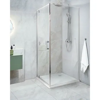 Sprchový kout stříbrný tvrzené sklo jednokřídlé dveře 70 x 70 x 185 cm moderní design Beliani