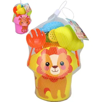 Hračka na písek Pískový set kyblík zvířátko s konvičkou a nástroji 7ks 3 druhy na písek