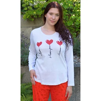 Dámské pyžamo Vienetta Dámské pyžamo dlouhé I love you Barva: Šedá - světle, Velikost: XL