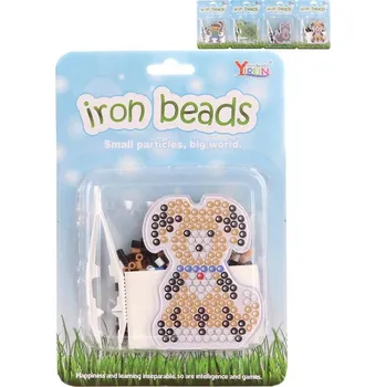 Dětské navlékací korálky Korálky zažehlovací zvířátka kreativní set s podložkou a pinzetou 4 druhy