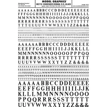 Modelová železnice propisot písmena zkrácená Roman R.R. černá Woodland Scenics MG718