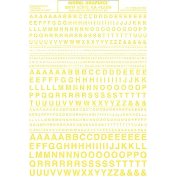 Modelová železnice propisot písmena Gothic R.R. žlutá Woodland Scenics MG724