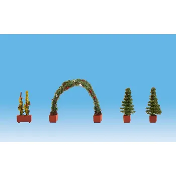 Modelová železnice oblouk z růží a rostliny v květináčích - doprodej Noch 14022