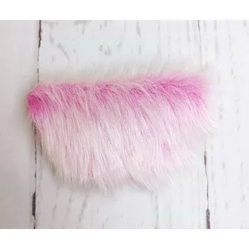 SalesMall Vousy kožešinové růžovobílé malé