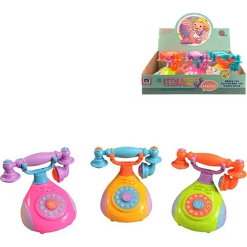 autodráha Telefon baby retro barevný 12cm s hudbou na baterie Zvuk 3 barvy
