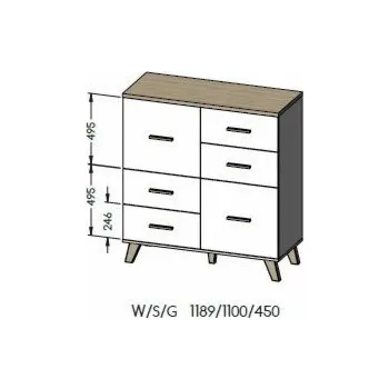 Příborník do zásuvky Příborník Cama LOTTA 110 2D4S wotan dub/mat černá