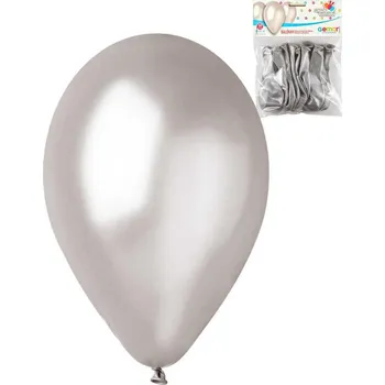 Balónek Gemar Balónky nafukovací 26cm metalické stříbrné set 10ks v sáčku