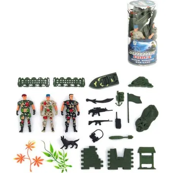 Figurka Vojáci army herní set 3 plastové figurky vojenské se zbraněmi a doplňky v tubě plast