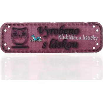 Hand made štítek koženka starorůžová sova