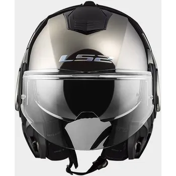 Helma na motorku LS2 FF399 VALIANT SOLID CHROME chromová překlápěcí helma na motorku S