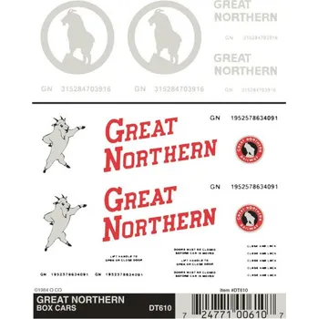 Modelová železnice propisot na nákladní vozy Great Northern Woodland Scenics DT610