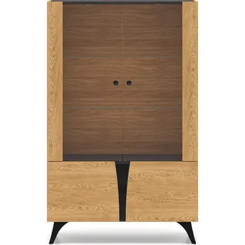 Knihovna Vitrína dub baltic dune/černá portland TOSCANIA 03