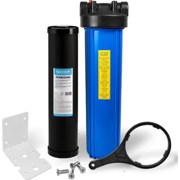 vodní filtr Trojdílné filtrační pouzdro BB 20“/4,5“ x 1“ a vložkou na odstranění železa FEROMIX, nosníkem a klíčem