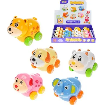 Zvířátko baby na kolečkách na setrvačník kývající hlavička 6 druhů plast